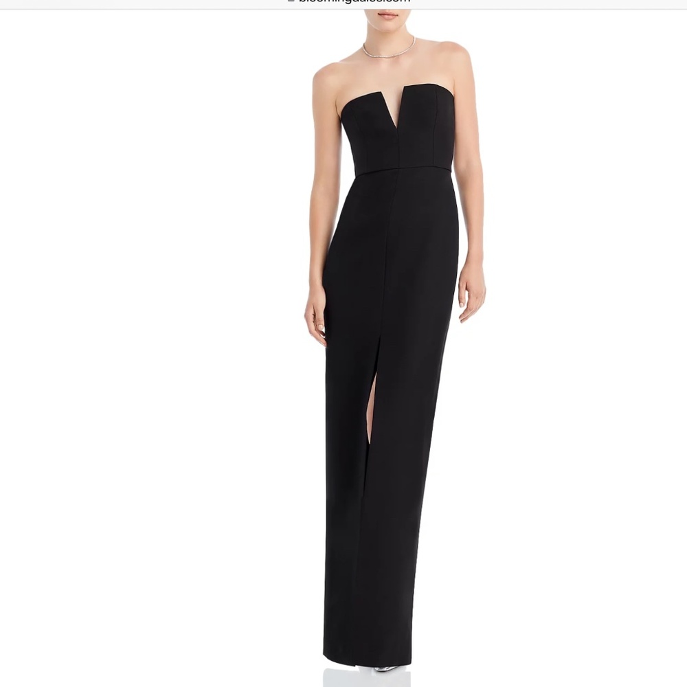 BCBGmaxazria black gown crepe, strapless  size 2 $348